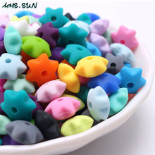 MHS.SUN Colorful Loose Six-pointed Silicone Beads For Baby Teething Necklace Beads Chewable Nursing DIY Jewelry Make 200pcs 2024 - buy cheap