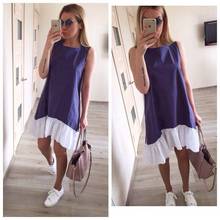 Summer Dresses 2019 Casual Loose Patchwork Sleeveless Ruffles O-Neck Mini Dress Fashion Women Dress Vestidos 2024 - buy cheap