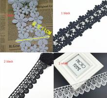 New!2 Yards/lot White Black Lace Fabric Embroidery Ornament Couture Designs Hot Sale Elegant Embroidery Lace Applique 2024 - buy cheap