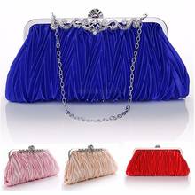 Elegent Women Satin Crystal Clutch Party Wedding Purse Evening Bag Handbag Chain 2024 - buy cheap