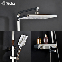 Gisha Wall Mounted Chrome Bathroom Rainfall Bath Shower Faucet Set Mixer Tap With Hand shower head bath tap G5011-A 2024 - buy cheap