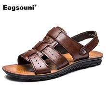 2019 Brand Summer Men Genuine leather Beach Sandals Outoor Male Elastic Slippers Men Cool Casual Shoes Plus Size 39-47 2024 - buy cheap
