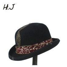 100% Wool Women Men Black Bowler Hat Gentleman Steampnk CrushableTraditional Billycock Groom Hats Size S M L XL 2024 - buy cheap