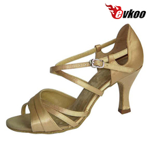 Evkoodance zapatos de satén para mujer de baile latino Salsa 7 cm tacón Color caqui Correa estable Especial Nueva Evkoo-213 de diseño 2024 - compra barato
