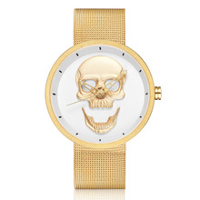 3D Crânio Relógio para Homens & Das Mulheres De Luxo Famosa Marca Steampunk Engrave Casais Relógios De Pulso Relógio de Quartzo De Couro Dos Homens de Malha de Aço 2024 - compre barato
