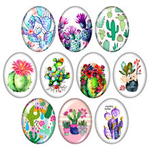 Plant pot cactus 10pcs mixed 13x18mm/18x25mm/30x40mm Oval photo glass cabochon demo flat back Jewelry findings 2024 - buy cheap