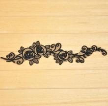 1 Piece 45*11cm Sexy Black Flower Floral Lace Applique Trims Venice Embroidery Large Lace Patch Fabric Sewing DIY Craft 2024 - buy cheap