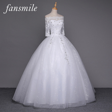Женское свадебное платье Fansmile, кружевное бальное платье невесты, модель 2020 2024 - купить недорого