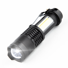 Портативный светодиодный фонарик Q5 + COB мини черный 2000LM Водонепроницаемый светодиодный фонарь с зумом пальчиковые Применение AA 14500 Батарея освещение фонарь 2024 - купить недорого