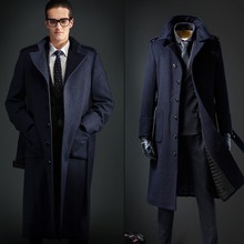 Abrigo de una botonadura de estilo europeo para hombre, abrigo de lana sencillo alargado de lujo 2024 - compra barato
