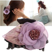 Корейские милые цветочные шпильки листья, большая бижутерия, свадебная тканевая заколка для волос с кристаллами, Шпилька для невесты, аксессуары для женщин 2024 - купить недорого