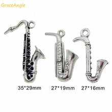 Elegante pingente para saxofone grace, 15 peças liga de zinco, colar de joias, acessórios de confecção 2024 - compre barato