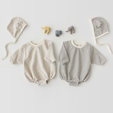 New Baby Body Boy Rompers Baby Girl jumpsuit Baby Stripe Cute Small Ear Hat + Long Sleeve Top Cotton 2 Piece Set Newborn Clothes 2024 - buy cheap