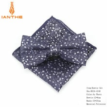 2018 Brand New Men's Vintage Fashion Polyester Silk Paisley Bowtie Hanky Sets For Man Dot Wedding Butterfly Pocket Square Sets 2024 - buy cheap