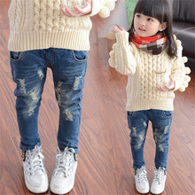 2018 Children Broken Hole Pants Girl Clothes Baby Girls Jeans For Kids Fashion Kids Trousers Autumn Winter Children Clothes 2024 - buy cheap