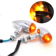 Moto Styling 2PC/Set Black Silver 12V LED Motorcycle Bullet Turn Signal Indicator Light Turning Amber Lamp 2024 - buy cheap