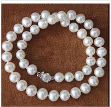 classic 9-10mm south sea round white pearl necklace 18inch 925s 2024 - buy cheap