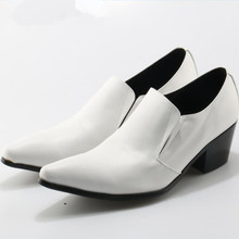 Elegant mens shoes high heels white party wedding mens genuine leather shoes oxford slipon formal shoe lasts luxury gents 2024 - buy cheap