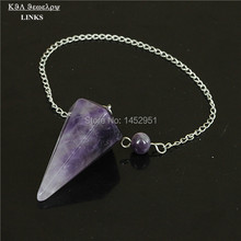 Purple Crystal Quartz Gem Bead Healing Dowsing Reiki Chakra Divination Pendulum Chain Dangle pendant Druzy Stone 2024 - buy cheap