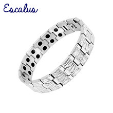 Escalus Men's Health Bracelets Bio Energy Stainless Steel Full Silver Color Male Wristband Charm Bracelet Pulseras Hombre 2024 - buy cheap