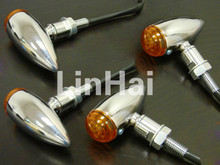 4 X Chrome Bullet Mini Motorcycle Turn Signal Lights For Harley Cruiser Bobber Custom 2024 - buy cheap