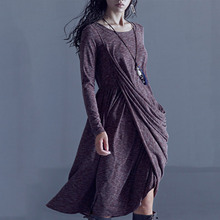 Женское Плиссированное асимметричное платье ARTKA, винтажное трикотажное длинное платье с большими качелями, LA10772Q, весна 2018 2024 - купить недорого