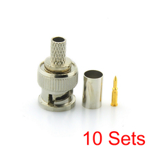 10x BNC Male 3 in 1 Crimp Connector for RG59 Coaxial Cable Coupler Adaptor 2024 - buy cheap