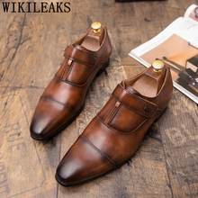 Sapatos sociais masculinos de couro, calçados clássicos italianos de designer de marca para escritório para homens, elegantes e da moda 2024 - compre barato