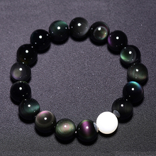 Obsidian Beads Bracelet with White Shells For Men Women Couples Crystal Bracelets Standard Female Models 8-16mm Strand Bracelet 2024 - buy cheap