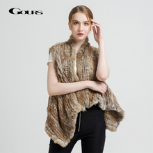 Gours Real Fur Vest for Women High Quality Knitted Natural Rabbit Fur Coat Thick Warm Winter Fashion Shawl New Arrival GLLTP007 2024 - buy cheap