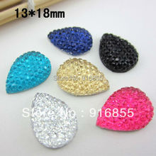 Free shipping  Fashion 24pcs/lot 13*18mm  Drop Shape mixed color flatback resin rhinestone flat  base beads 2024 - buy cheap