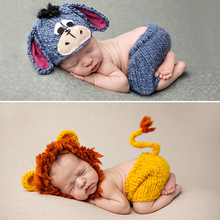 Conjunto de ropa de bebé de 0 a 4 meses, accesorios de tejido suave, sombrero y pantalones, bonito Animal, accesorios de fotografía infantil, Lionet/Chick/Tiger 2024 - compra barato