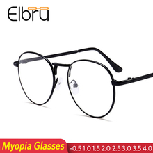 Elbru Finished Myopia Glasses Men Metal Frame Myopic Eyeglasses Women Shortsighted Nearsighted Glasses -1 1.5 2 2.5 3 3.5 4 2024 - buy cheap