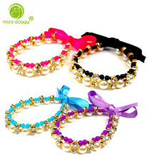 Collar de perlas delicadas para perro, Collar ajustable suave de alta calidad para perros pequeños, Collar de diamantes de imitación de princesa 10E 2024 - compra barato