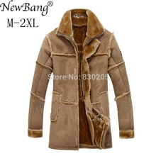 NewBang Brand Fashion Men Winter Leather Jacket Brown Leather Jacket Big Size Faux Fur Lined Coats Winter Faux Leather Jacket 2024 - buy cheap