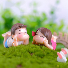ZOCDOU 2 Pieces Lovers Sweethearts Girl Boy Romantic Night Brother Sister Camping Model Small Statue Figurine Crafts Miniatures 2024 - buy cheap