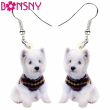 Bonsny-pendientes acrílicos de West Highland para mujer, Niña y Adolescente, aretes colgantes de perro Terrier blanco, joyería Animal de moda, regalo 2024 - compra barato