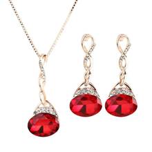 Hot Fashion Opal Jewelry Sets For Woman Cubic zirconia Water Drop Necklace Pendant Earrings Statement Bridal Wedding Party Gift 2024 - buy cheap