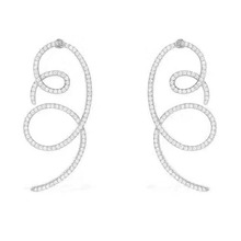 SLJELY Luxury Brand Pure 925 Sterling Silver Double Loops Line Earrings Pave Cubic Zirconia Stones Women Fashion Party Jewelry 2024 - buy cheap