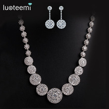 LUOTEEMI Brand New Women Luxury AAA+ Cubic Zirconia Micro Paved Round Shape Bridal Necklace Jewelry for Engagement Party Wedding 2024 - buy cheap