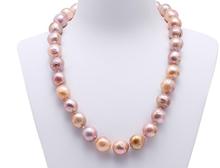 Women Jewelry natural pearl 12mm bright colorful round baroque pearl necklace AA+ Natural freshwater pearl handmade gift 2024 - buy cheap