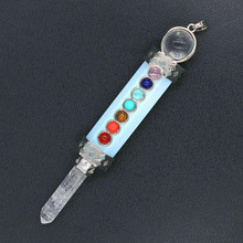 Trendy-beads Vintage Silver Plated Layer Hexagon Column Rock Crystal with Opalite Opal Round Beads Pendant 2024 - buy cheap