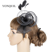 Chapéus fascinator crinolina preta vintage myq040, malha colorida, acessórios para exposição de culinária, chapéus para coquetel 2024 - compre barato