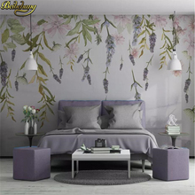 Beibehang-papel tapiz personalizado con hojas verdes y flores, sala de estar Mural para, sofá, dormitorio, Fondo de paisaje, papeles tapiz 3D, decoración del hogar 2024 - compra barato