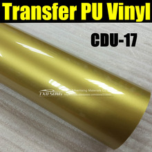 Free shipping heat transfer PU vinyl 50X100CM/LOT with good quality CDU-17 GOLD COLOR 2024 - buy cheap