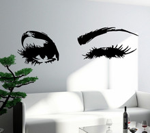 POOMOO Wall Decals Wall Vinyl Sticker Decal Sexy Girl's Face Wink Beautiful Eyes Salon Spa 2024 - buy cheap