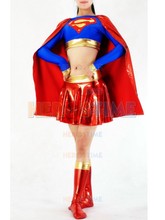 DC Comics Supergirl Spandex Shiny Metallic Superhero Costume Zentai Supergirl Dress Halloween Cosplay Bodysuit Free Shipping 2024 - buy cheap