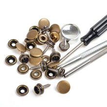 10 Sets 15mm Antique Brass Press Studs Snap Fasteners WOOD TO FABRIC w/Screws Tool 2024 - buy cheap