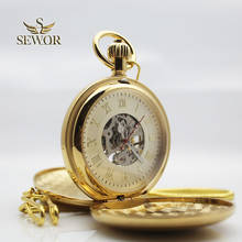 SEWOR 2019 Fashion Top Luxury Brand Luxurious Double Open Roman Digital Copper Gold Sport Mechanical Pocket Watch C203 2024 - buy cheap