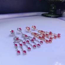 Pendientes de piedras preciosas de rubí rojo para mujer, joyería fina de plata 100% natural, partículas de gemas de Rubí, muchos regalo de fiesta de plata 925 para niña 2024 - compra barato